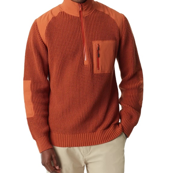 Men’Quarter-Zip Long Sleeve Pullover Patch Sweater 2XL - Picture 3 of 5